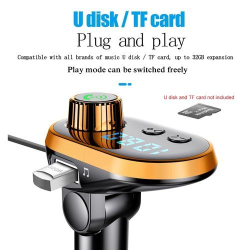 Q15 Multifunctional Car Dual USB 3.1A Charger Bluetooth FM Transmitter With 3 In 1 Cable (Orange)