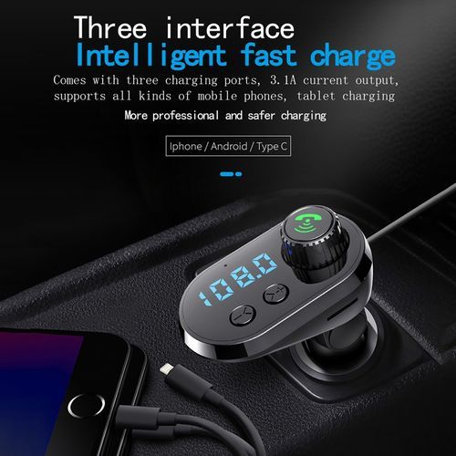 Q15 Multifunctional Car Dual USB 3.1A Charger Bluetooth FM Transmitter With 3 In 1 Cable (Orange)