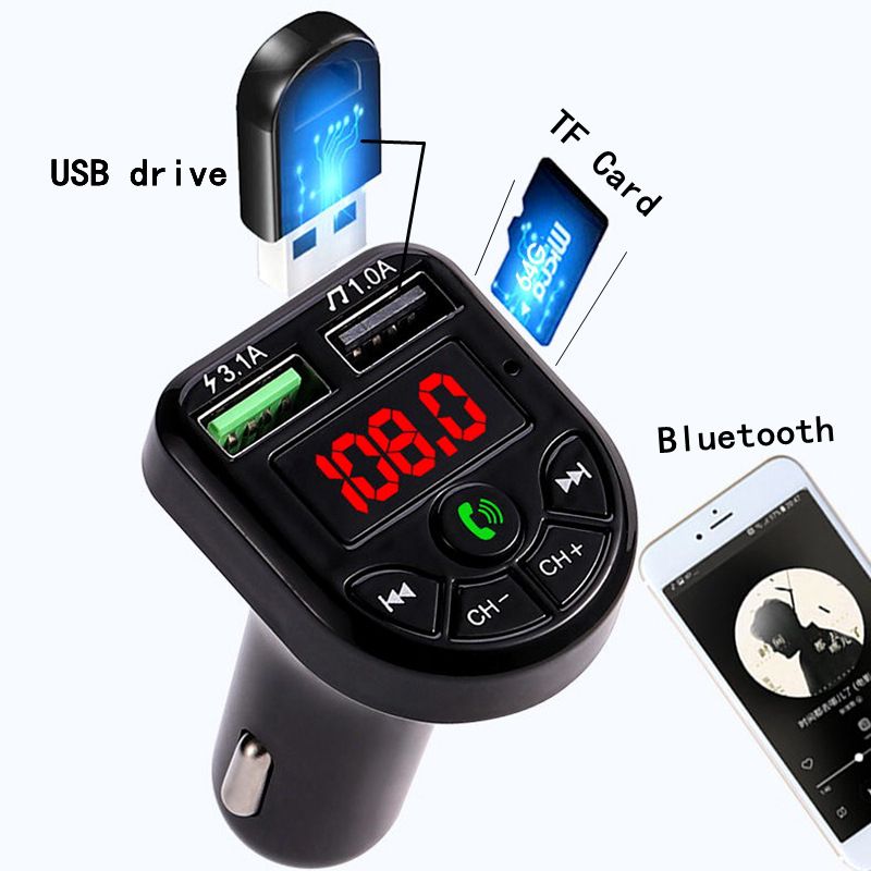 Bluetooth FM Car Transmitter With 3.1A Fast Charging Port