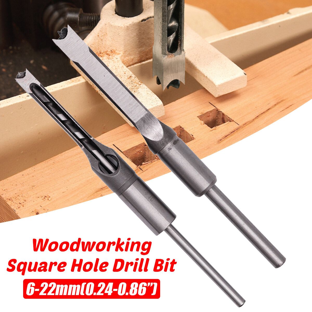 6mm--22mm Woodworking Square Hole Drill Bits Mortice Auger Mortising Carpenter Tool 12.5mm