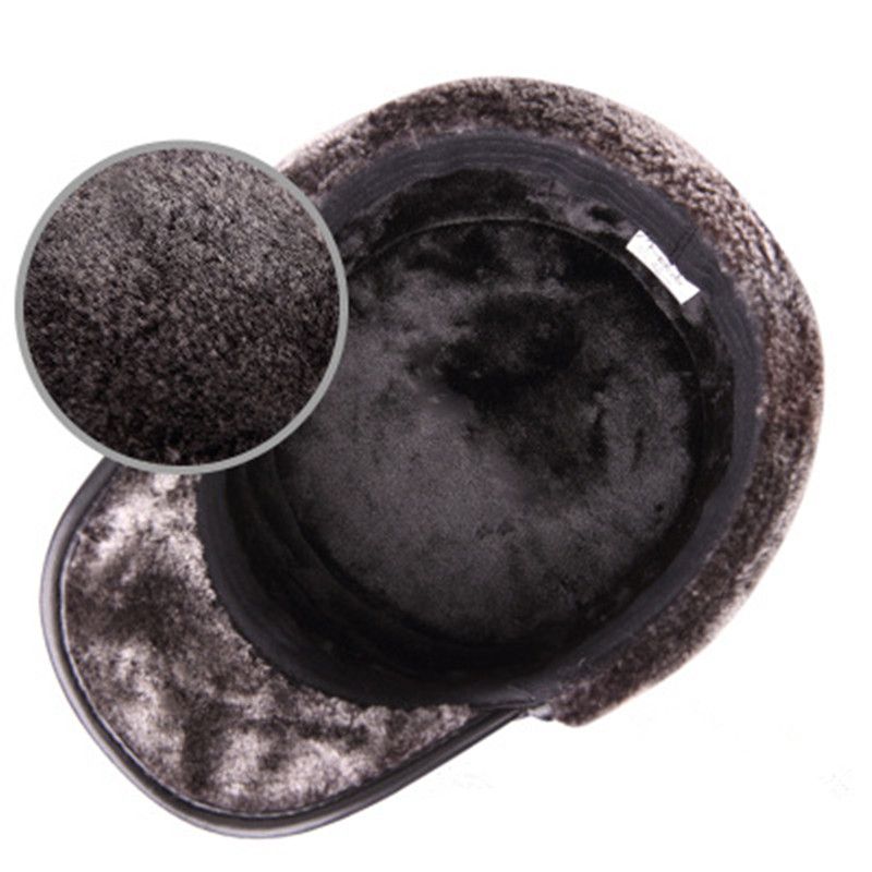 Autumn Winter Men Genuine Leather Ear Protection Caps Fashion Warm Male Er Hats Christmas  Year Gift-black Black