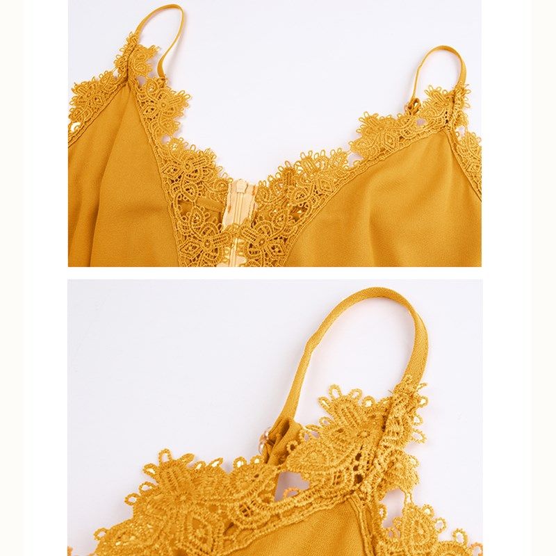 XL-4XL Women V Neck Sleeveless Slim Fit Plus Size Jumpsuit Romper Yellow 2530