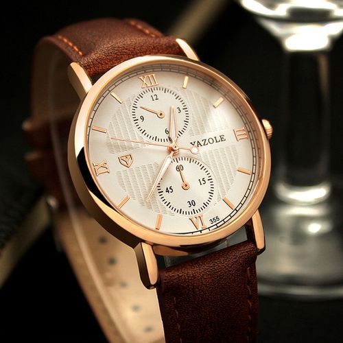 Top Luxury Brand Watch Famous Men Quartz Watches Wristwatch Male YZL355-Brown