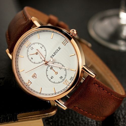 Top Luxury Brand Watch Famous Men Quartz Watches Wristwatch Male YZL355-Brown