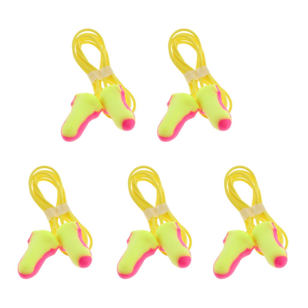 5 Pairs Noise Cancelling Foam Ear Plugs Sound Blocking Travel Sleep