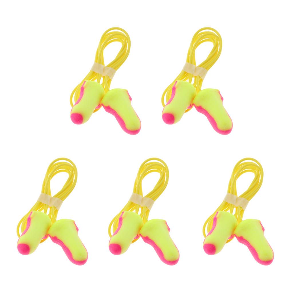 5 Pairs Noise Cancelling Foam Ear Plugs Sound Blocking Travel Sleep