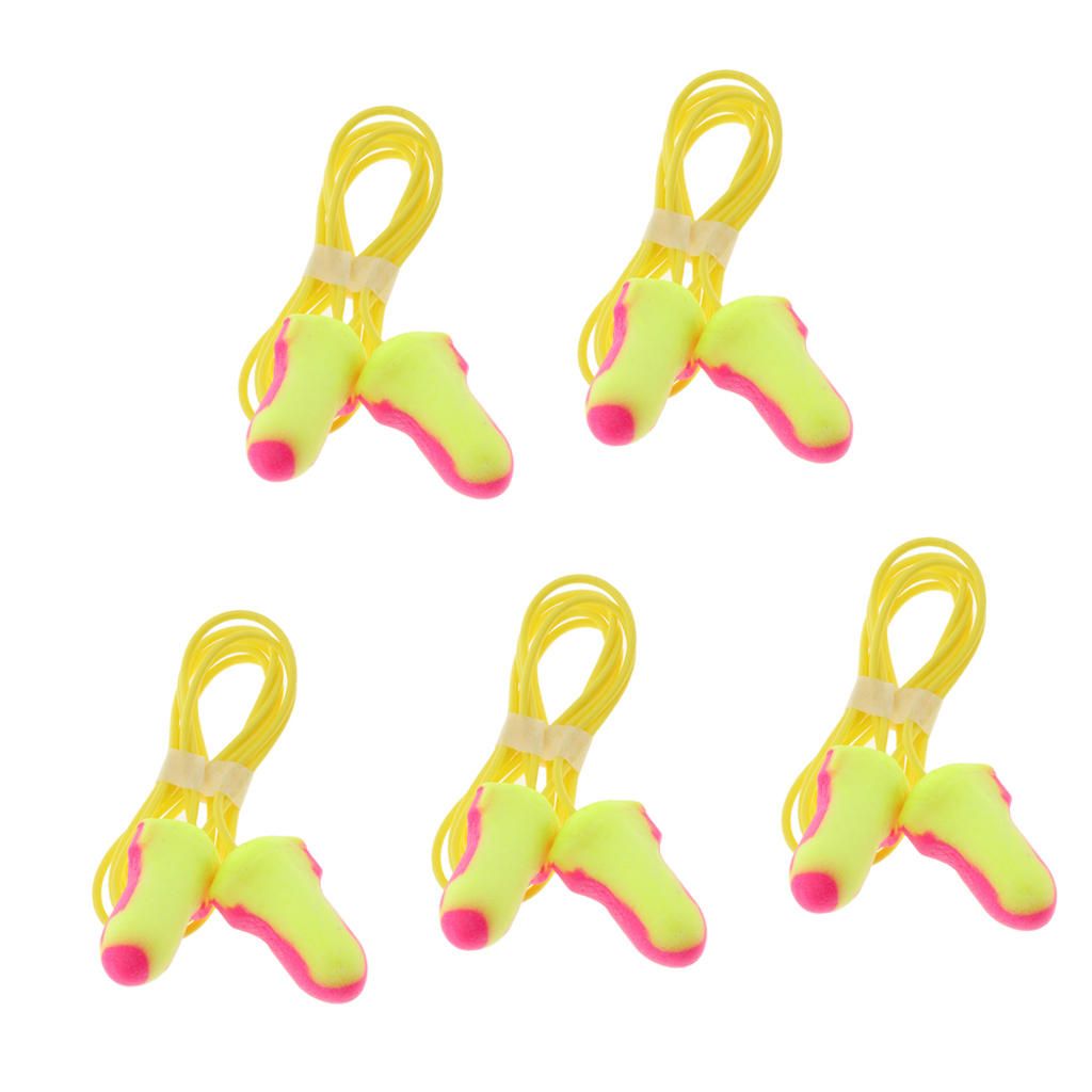 5 Pairs Noise Cancelling Foam Ear Plugs Sound Blocking Travel Sleep