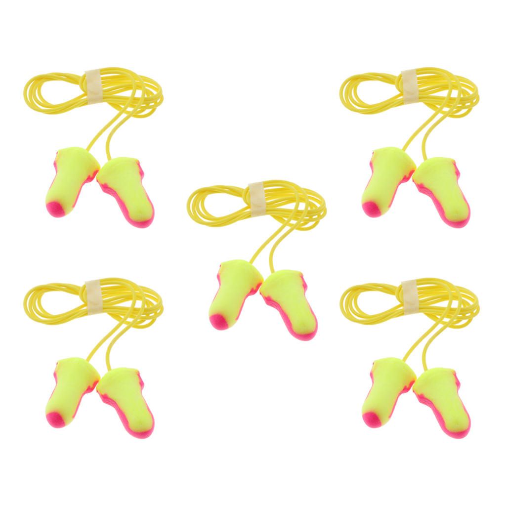 5 Pairs Noise Cancelling Foam Ear Plugs Sound Blocking Travel Sleep