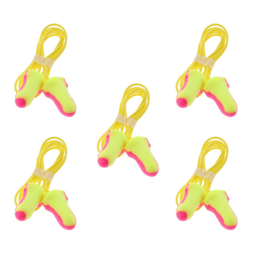 5 Pairs Noise Cancelling Foam Ear Plugs Sound Blocking Travel Sleep