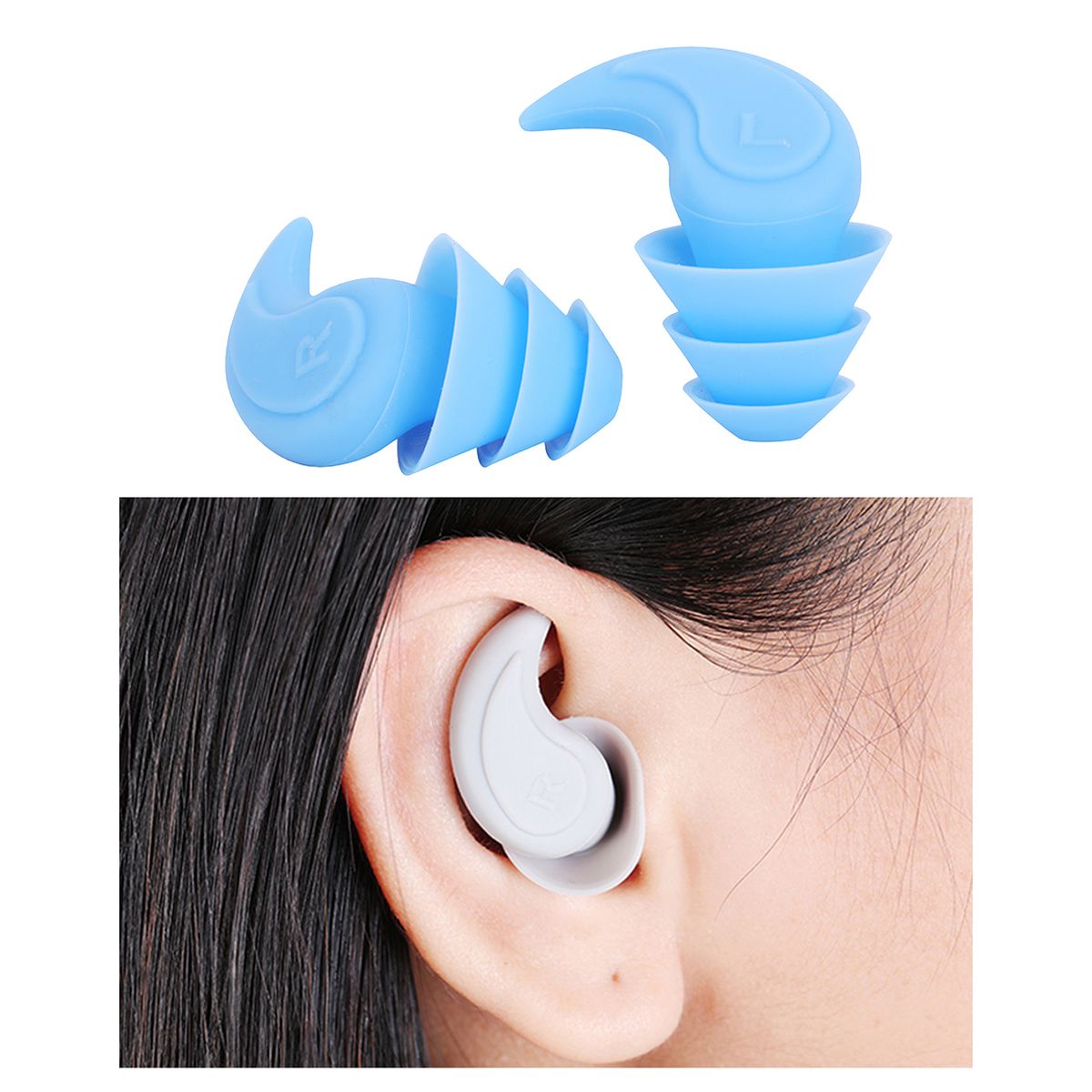 Noise Reduction Ear Plugs Silicone Sound Blocking For Sleep Blue