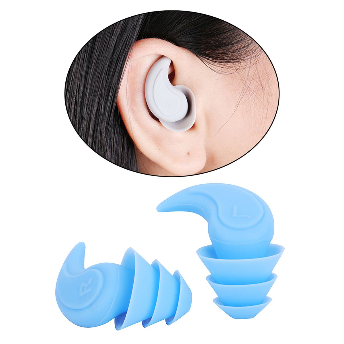 Noise Reduction Ear Plugs Silicone Sound Blocking For Sleep Blue