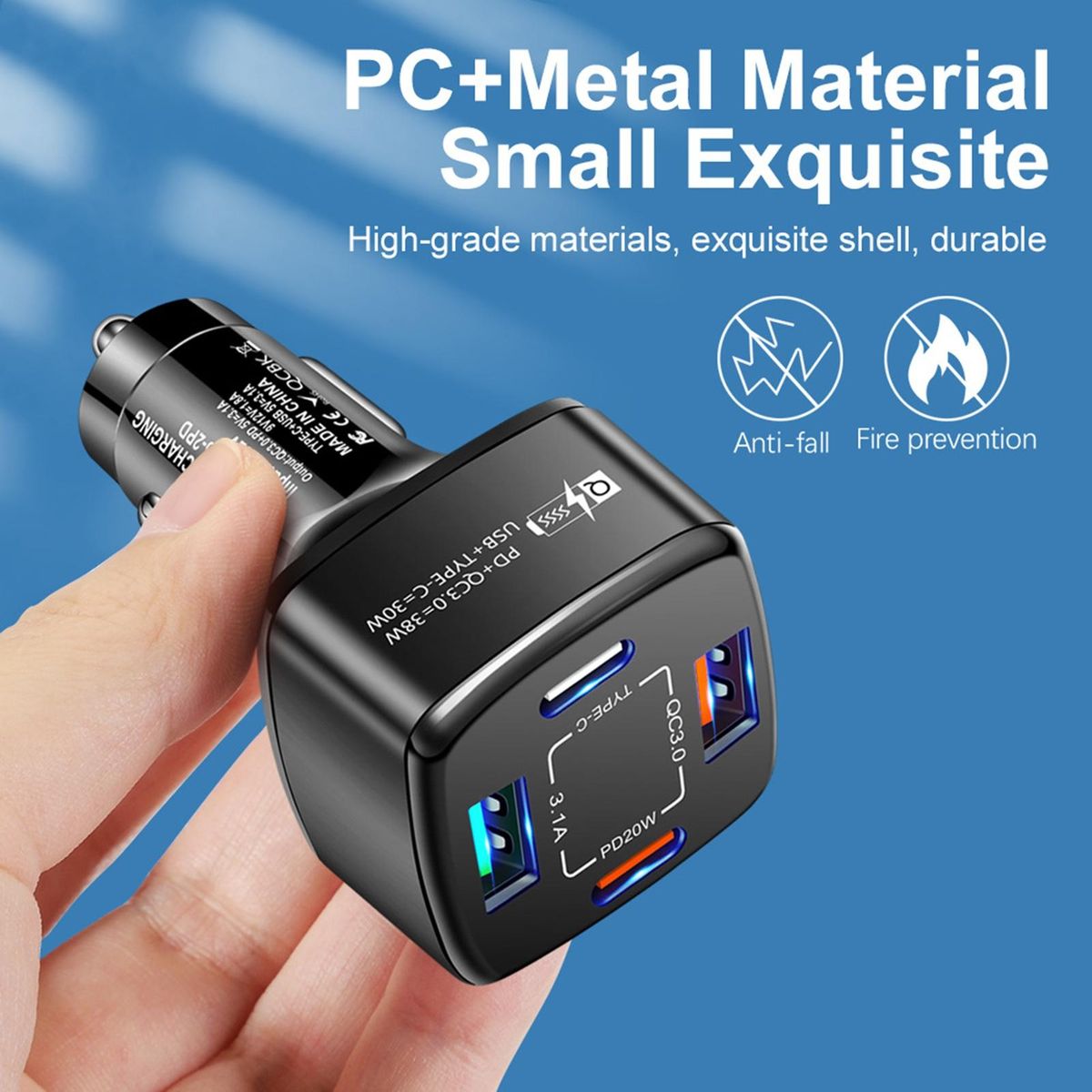 Charger Socket USB Multiple Ports Auto Charger Black