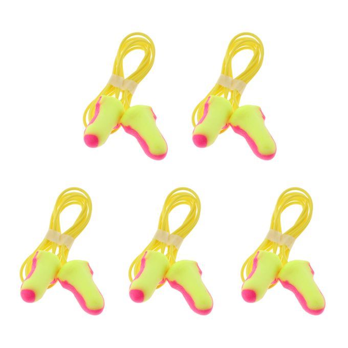 5 Pairs Corded Soft Foam Earplugs For Travel Shoot Sports And Power