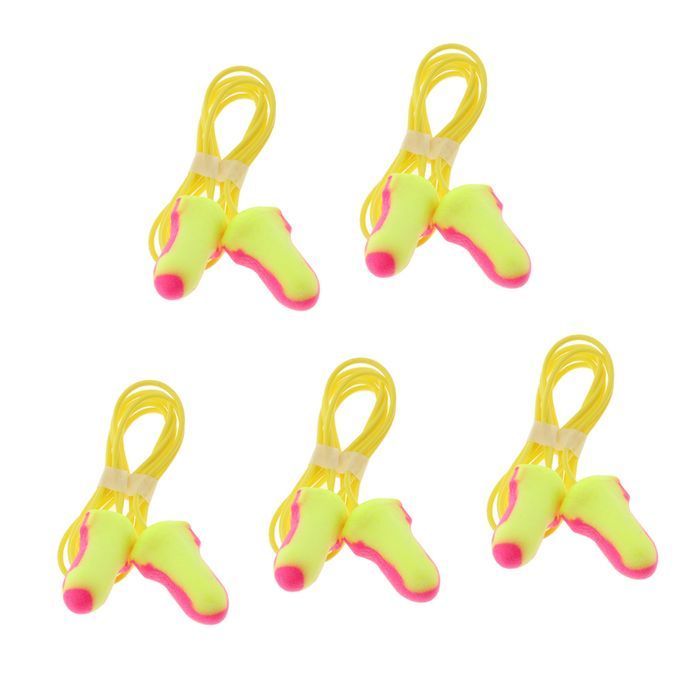 5 Pairs Corded Soft Foam Earplugs For Travel Shoot Sports And Power