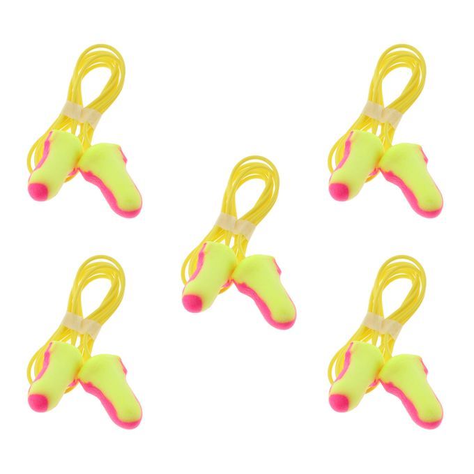 5 Pairs Corded Soft Foam Earplugs For Travel Shoot Sports And Power