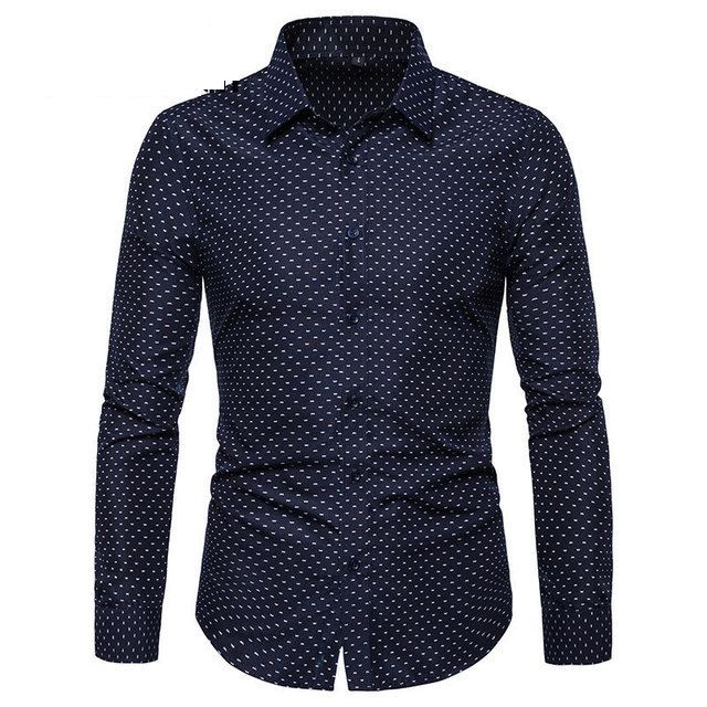 Men's Quality Formal Slim Fit Long Sleeve Pattern Design Vintage Shirt