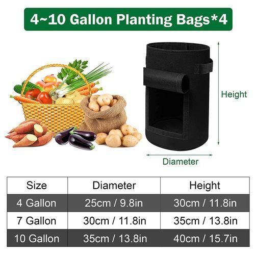 Potato Grow Bags 7 Gallon With Flap,4Pcs Plant