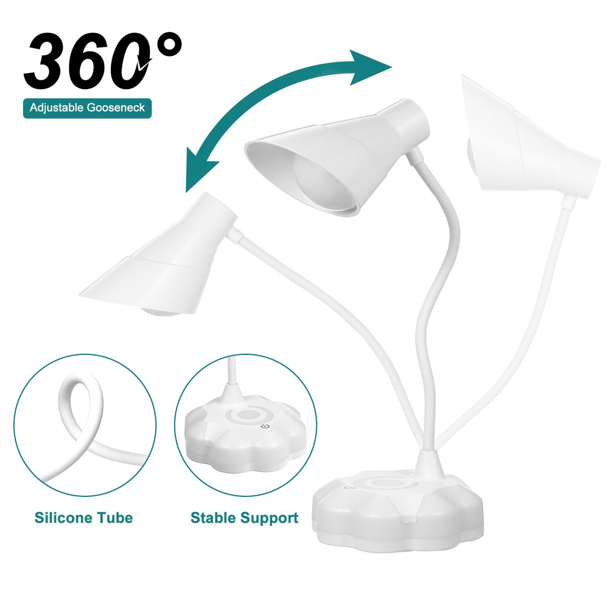 2.8W Flexible Dimmable USB LED Desk Table Lamp 3 Levels