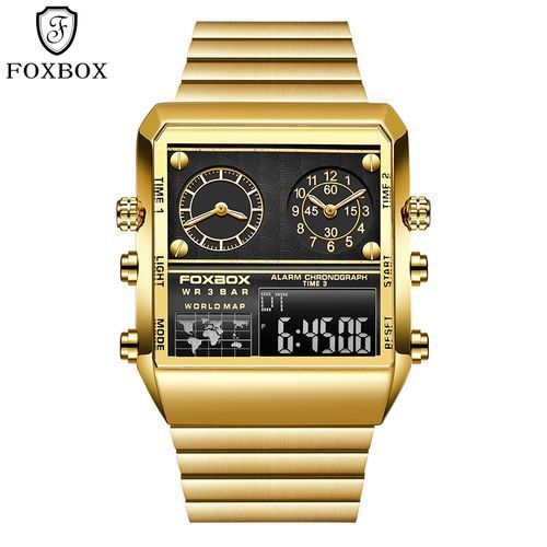 Foxbox Men Watches Creative 3 Time Display Digital Quartz Watches 0011