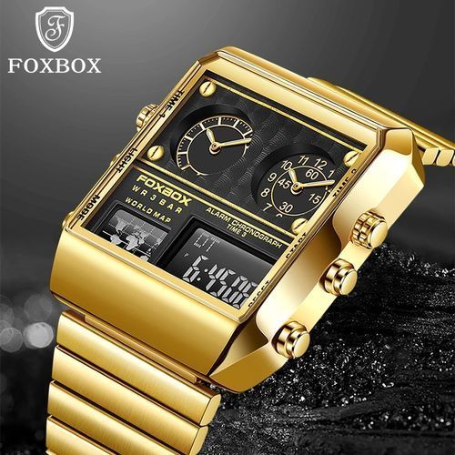 Foxbox Men Watches Creative 3 Time Display Digital Quartz Watches 0011