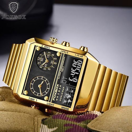 Foxbox Men Watches Creative 3 Time Display Digital Quartz Watches 0011