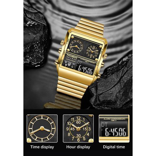 Foxbox Men Watches Creative 3 Time Display Digital Quartz Watches 0011