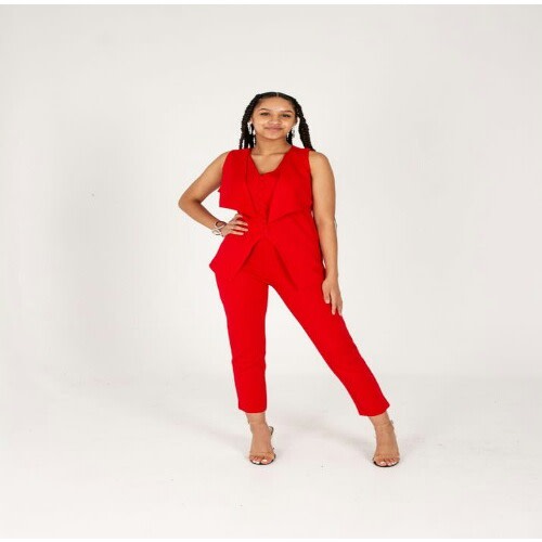 Sheila 2 Piece Trouser Set - Red