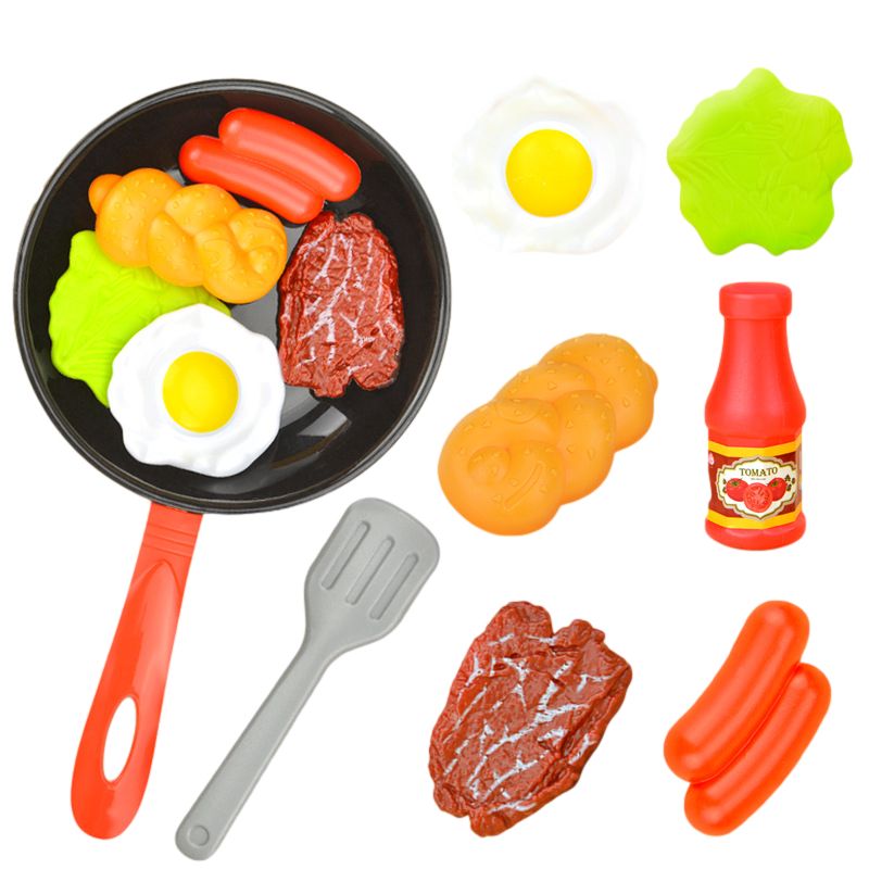 Children Kitchen Food Toys Simulation Frying Pan Vegetables
