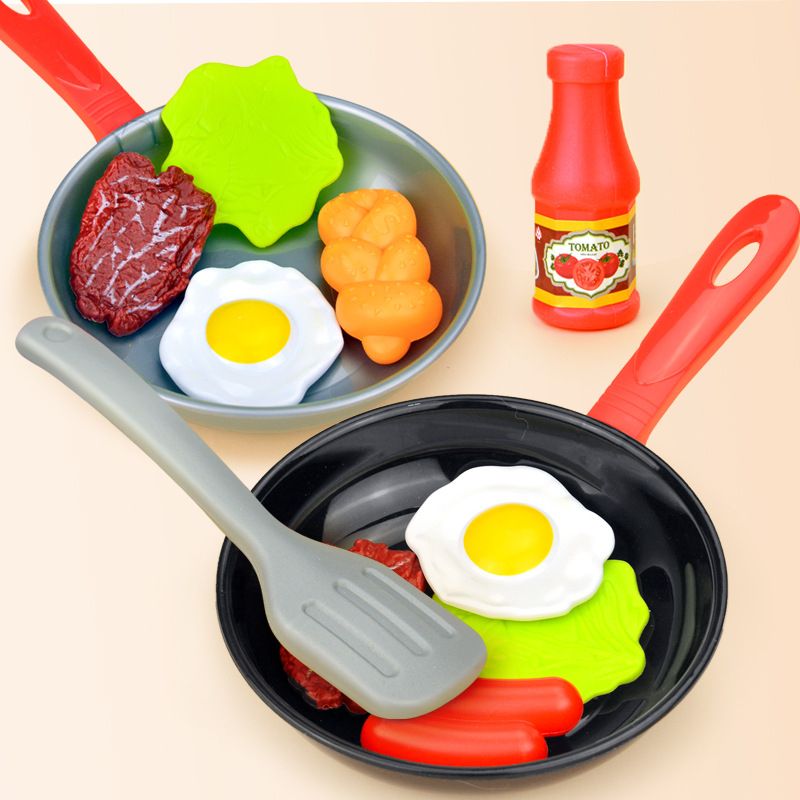 Children Kitchen Food Toys Simulation Frying Pan Vegetables
