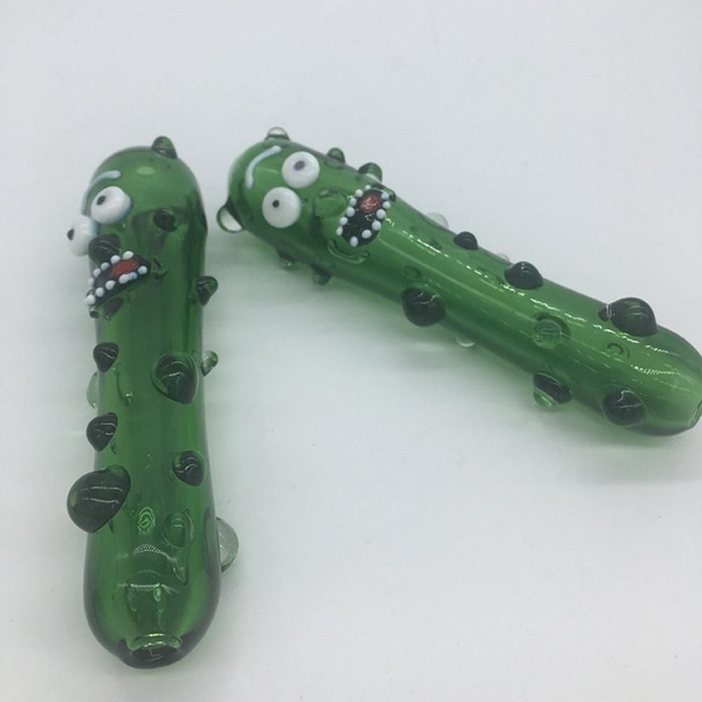 New Cucumber Face Design 4.8 Inch Glass Pipe Party Funny Shisha Hookah Smoking Filter Tools Green Portable