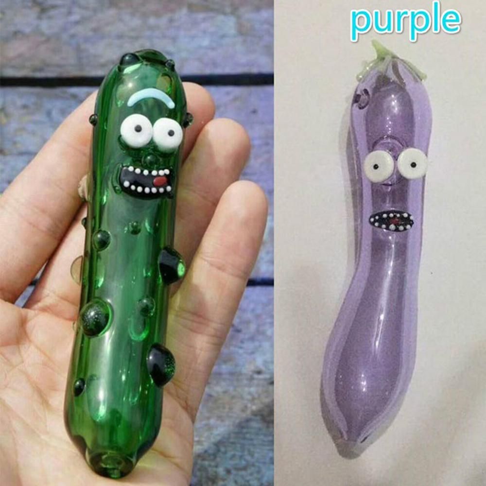 New Cucumber Face Design 4.8 Inch Glass Pipe Party Funny Shisha Hookah Smoking Filter Tools Green Portable