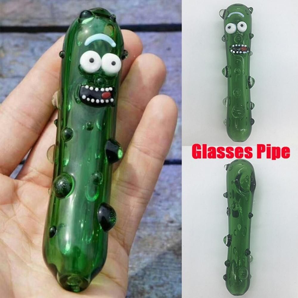 New Cucumber Face Design 4.8 Inch Glass Pipe Party Funny Shisha Hookah Smoking Filter Tools Green Portable