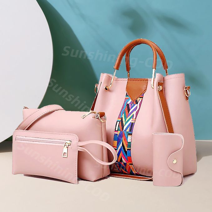 4 In 1 Bag Set Ladies Handbags Bags - Pink