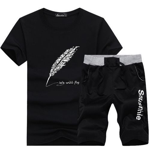 Two-piece Outdoor Sports Hike Suit T Shirt Shorts Men Set