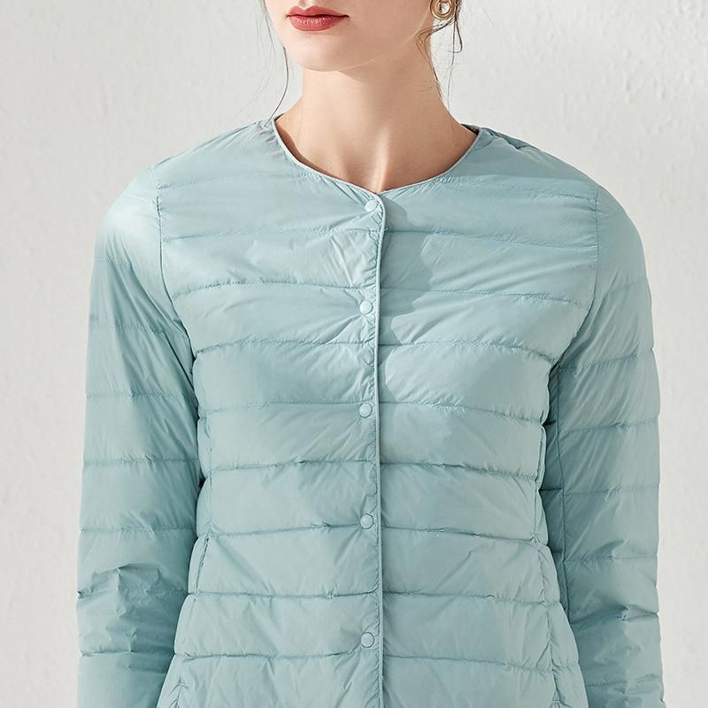 2022 New Down Coat Women's Light and Thin Short Round Neck White Duck Down Inner Tank Korean Fashion