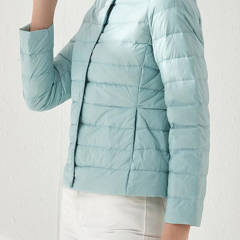 2022 New Down Coat Women's Light and Thin Short Round Neck White Duck Down Inner Tank Korean Fashion