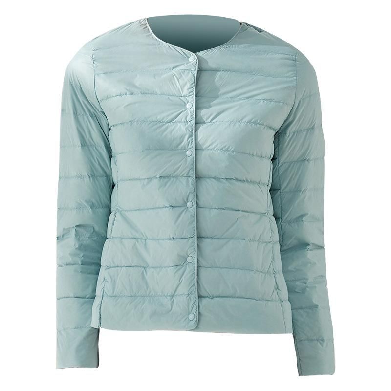 2022 New Down Coat Women's Light and Thin Short Round Neck White Duck Down Inner Tank Korean Fashion