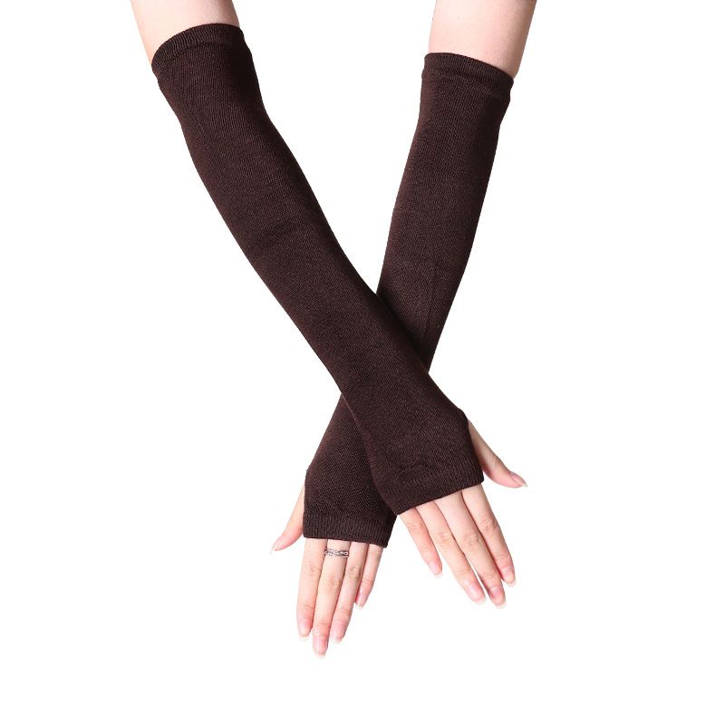 Fashion Women Lady Striped Elbow Gloves Warmer Knitted Long-B