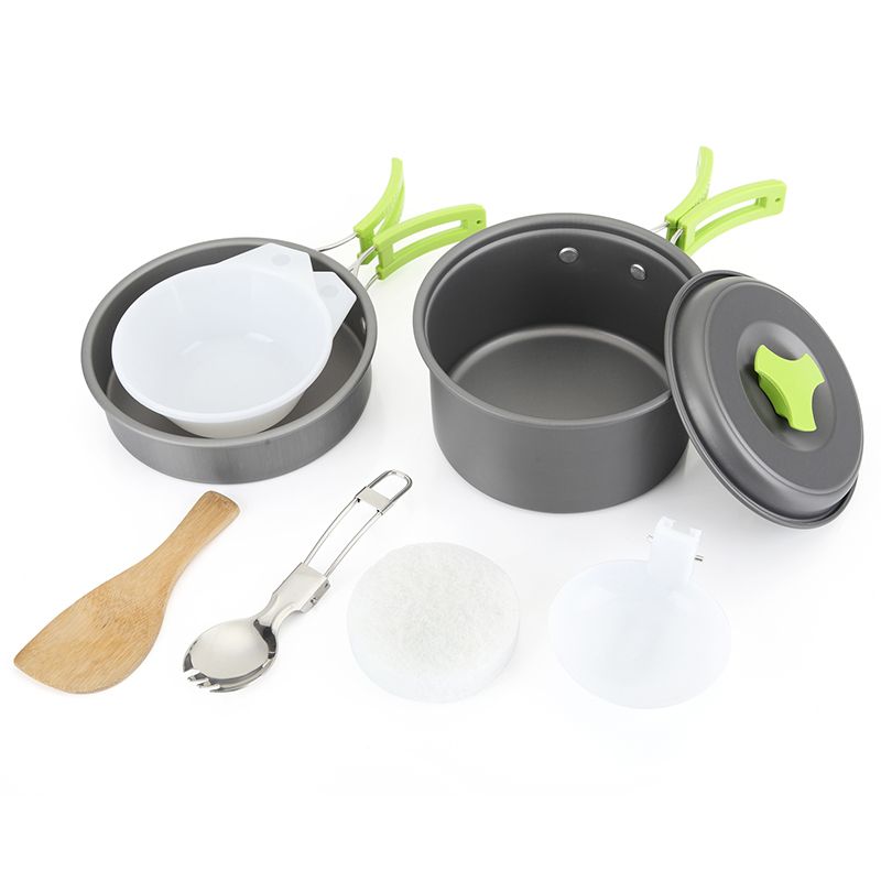 9 Pcs Set 1-2 Person Outdoor Camping Cooking Set Pan Pot
