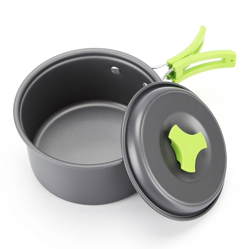 9 Pcs Set 1-2 Person Outdoor Camping Cooking Set Pan Pot