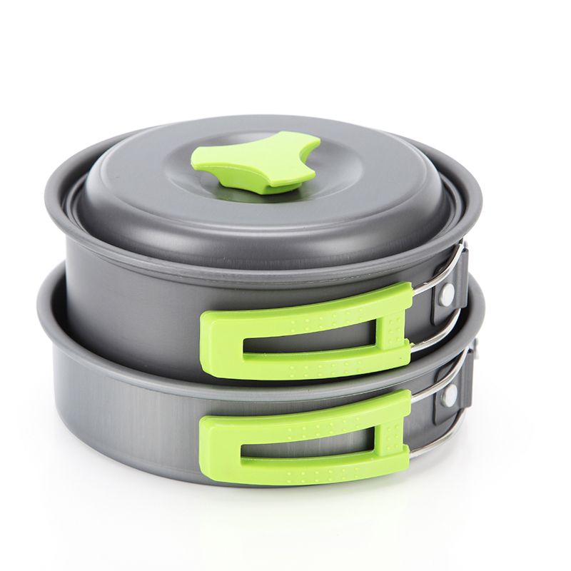 9 Pcs Set 1-2 Person Outdoor Camping Cooking Set Pan Pot