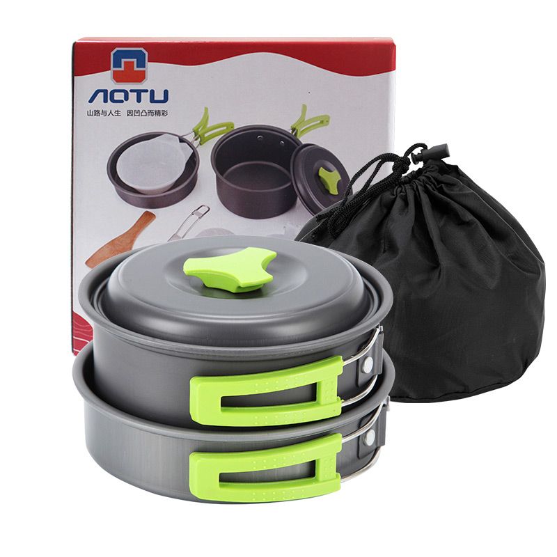 9 Pcs Set 1-2 Person Outdoor Camping Cooking Set Pan Pot