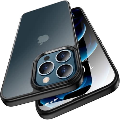 Ag Matte Glass + Silicone Skin Feel Case For iPhone 13 Pro Max -Black