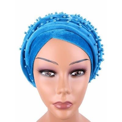 Full Turban with Beads - Blue