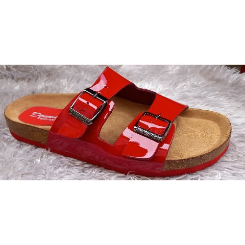 Deewai Exotic Genuine Italian Patent Leather 2 Straps Birkenstock Red Slippers