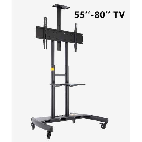 55"-80" Floor TV Display Stand With Mount + Shelf Rolling Tv Cart