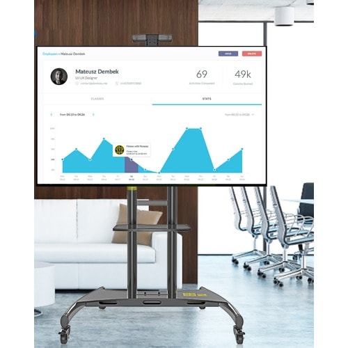 55"-80" Floor TV Display Stand With Mount + Shelf Rolling Tv Cart