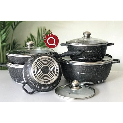 Granite-coating Cookware Set - Black - 12pcs