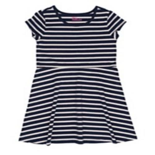 Toddler Girls Short Sleeve Striped Basic Dress