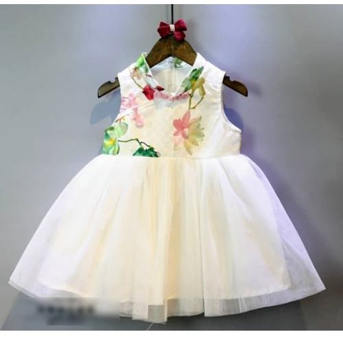 Baby Girl Chinese Designed Gown - White